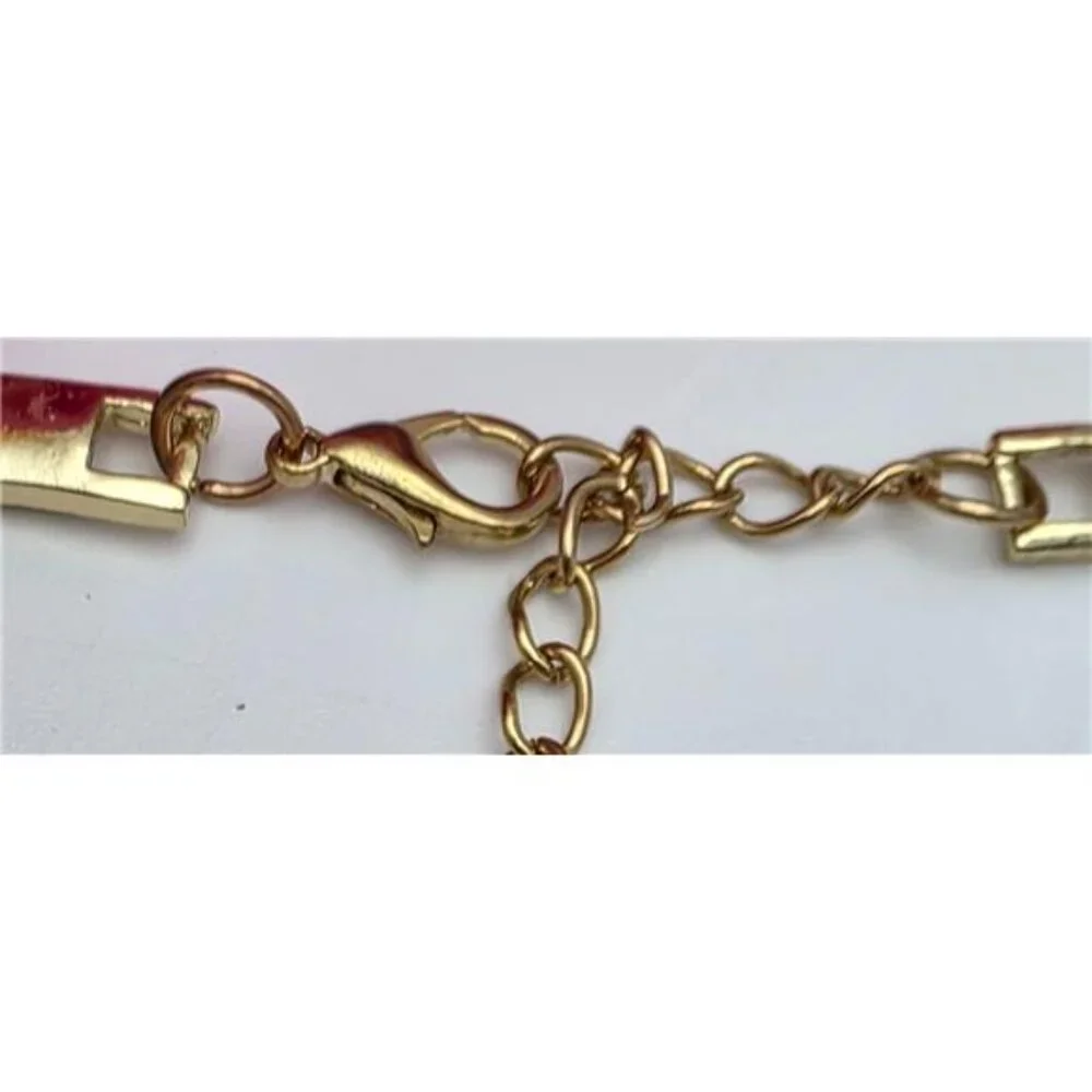 Matte Gold Tone Crystal Floral Bib Necklace Bangle Earrings Ring Set - Picture 6 of 10